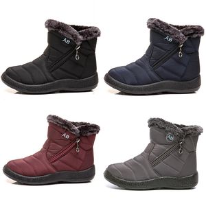 GAI – bottes de neige chaudes pour femmes, chaussures en coton léger avec fermeture éclair latérale, noir, rouge, bleu, gris, pour les Sports de plein air en hiver