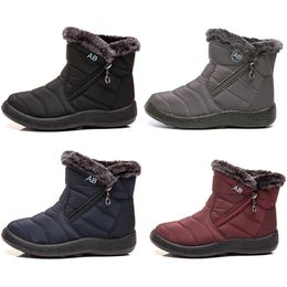 GAI – bottes de neige chaudes pour femmes, chaussures en coton léger avec fermeture éclair latérale, noires, rouges, bleues, grises, baskets de sport de plein air en hiver