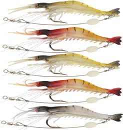 5 -stcslot 9cm6g zachte visserij Lure Garnalen Lankineus kunstmatig aas met Swivel 3 Colors Vissen Lures Baits7938935