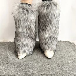 Gaiters Faux Furs Leg Warmers for Womens Winter Warm Boot Cuffs Covers Cozy Christmas Halloween Party Cosplay Costume 231120