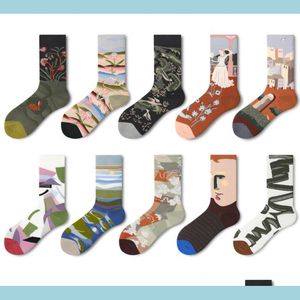 Guêtres Qisin Femmes Chaussette Dessin Animé Imprimer Creative Mode Personnalisé Nouveauté Hommes Chaussettes Hiver Chaud Confortable Coton Drop Delivery Dhylk