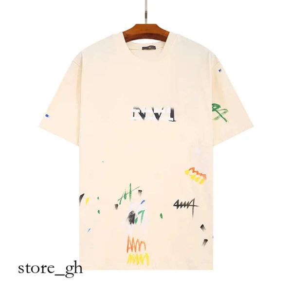 GAL LAVIN Hommes Designer Lanvine Chemise T-shirt Casual Homme Femmes Tees Encre Peinte À La Main Splash Graffiti Lettres Lâche À Manches Courtes Col Rond Vêtements 810