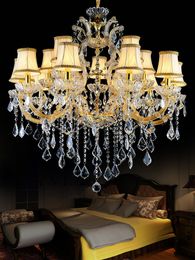 Galaxy Cognac kleur Kristal Hotel Kroonluchter Home Verlichting Zaklamp Kristal lustres pendentes Lamp Grote Hanglamp met 15 lampen MD88062