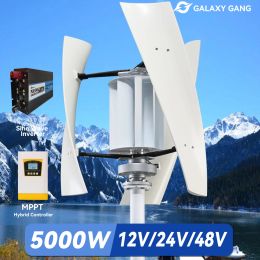 Galaxy Gang 5KW 2KW Axe vertical Maglev Maglev Turbine Haute tension Générateur 12V 24V 48V avec contrôleur de charge hybride GGX5