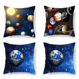 Fundas de cojín de planetas galaxia espacio Sistema Solar tierra Luna funda decorativa para el hogar funda de almohada para sofá Couch16370985295n
