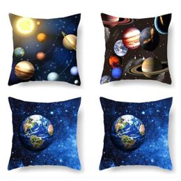 Galaxie-Planeten-Kissenbezüge, Weltraum, Sonnensystem, Erde, Mond, Heimdekoration, Kissenbezug für Sofa, Couch, 16370985242B