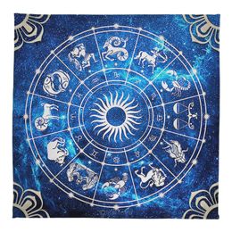 Galaxy Space Zodiac Wheel Tarot Natecloth Velvet Chissure autel 12 Constellations Oracle Card Pad Mandala ASTROLOG