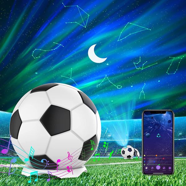 Galaxy Star Projector Lights Football Constellation Veilleuse Projecteur avec Haut-Parleur Bluetooth Éclairage Intérieur pour Enfants Adultes Jeu Plafond Chambre Décor
