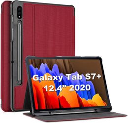 Galaxy Tab S7 plus 12,4 boîtier 2020 avec porte-stylo S, slim stand protecteur folio smart couvercle pour Galaxy Tab S7 plus 2020 version 12,4 pouces SM-T970 / T975 / T976 / T978 -Teal