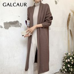 GALCAUR Coreano Cálido Suéteres femeninos Cuello de solapa Manga larga Oversize Casual Cardigans de punto para mujeres Otoño Invierno 2020 Nuevo LJ201114