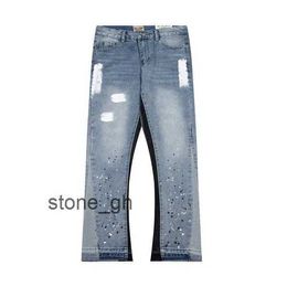 galerie dept Jeans pour hommes Vêtements de créateurs Pantalons en denim Galeries Depts Vintage Splashed Ink Trendy High Street Vibe Flared Wide Leg Fog Style 2 4GBB