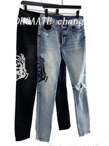Gallary Dept Jeans pour hommes designers Jean Hombre pantalons hommes broderie patchwork déchiré pour tendance marque moto pantalon hommes maigre 841598933