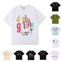 Gallary Dept Shirt New High Street Fashion Brand rétro Retro Colorful Couple Loose Couple à manches courtes Galerie T-shirt pour hommes Slershalf Sleeves Tshirts 330 5JAH