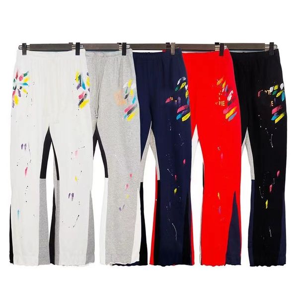 galeries denim pantalons dept moucheté lettre imprimer hommes femmes couple lâche polyvalent décontracté pantalon droit designer homme pantalons de survêtement éclaboussure peinture éclaboussure encre graffiti