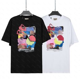Галереи DEPT Harajuku 23SS Весенняя винтажная футболка с надписью и цветным принтом с логотипом Свободные футболки унисекс с короткими рукавами в стиле хип-хоп 01