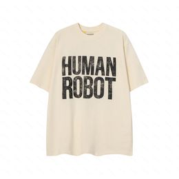 Galeries DEPT Harajuku 23SS Printemps Vintage Timbre d'or lavé Lettres de ROBOT HUMAIN Logo imprimé T-shirt Lâche Surdimensionné Hip Hop Unisexe T-shirts à manches courtes GZF