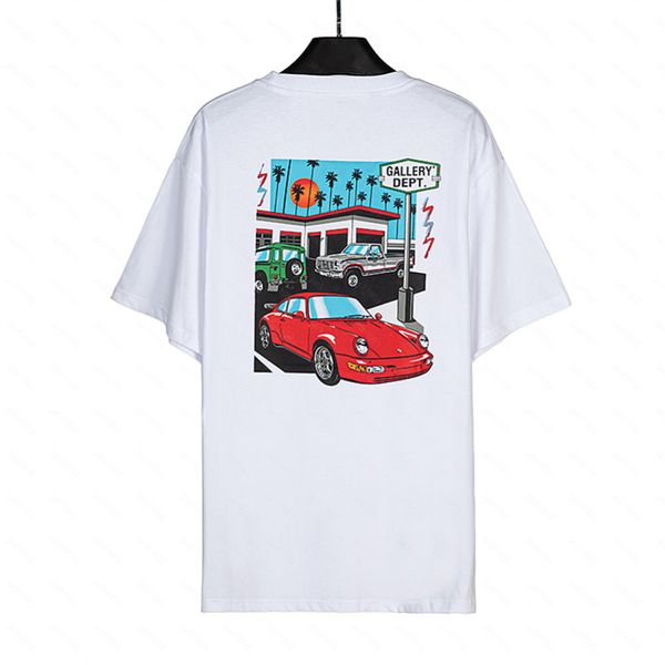 Galeries DEPT Harajuku 23SS Printemps Vintage CAR Washed Letters Logo imprimé T-shirt Lâche Surdimensionné Hip Hop Unisexe T-shirts à manches courtes 03