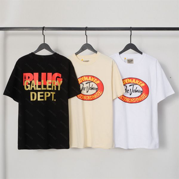 Galeries DEPT Harajuku 23SS Printemps Vintage Timbre d'or lavé PLUG Lettres Imprimé Logo T-shirt Lâche Surdimensionné Hip Hop Unisexe T-shirts à manches courtes AA1