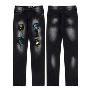 Galleries Dept Mens Jean Divered Riple Bikers Man Luxe Designer Jeans Slim Fit Motorcycle Biker Denim voor Men S Black Pour Hommes HF