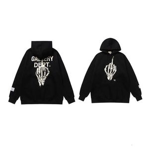 Galerieën Heren Dames hoodie Fashion Depts ontwerper Los Angeles Herfst en winter Nieuw ontwerp Vingermode Skelethoofd Bedrukte fluwelen trui met capuchon voor heren