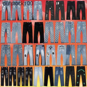 Gallerry Deept high -end designer broek voor buitenste spetterende graffiti micro luidspreker splicing met gaten voor casual losse jeans en broek trendy met 11 origineel