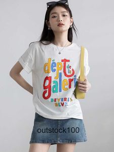 Gallerry Deept High End Designer T Shirts voor High Street Fashion Vintage Rainbow Letter Print Round Neck Losse Mens en Dames korte mouw T -shirt met 1: 1 origineel label