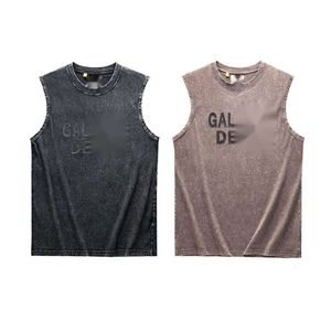 Gallrey tee Depts Designer T-shirt topkwaliteit luxe mode t-shirt meichao borst stereo offset water gewassen oude katoenen losse mouwloze tank mannen vrouwen