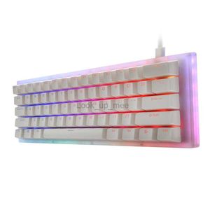 GamaKay K61 60% USB RGB Mechanisch Toetsenbord 61 Toetsen Hot Swappable Doorschijnend Glas Base Gateron Switch ABS Tweekleurige Keycap HKD230808