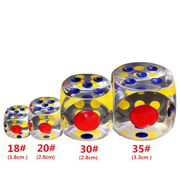 Juegos de azar 24 mm 29 mm 34 mm Dados de cristal de 6 caras Favor de fiesta Dados transparentes transparentes Juguetes educativos para niños Mahjong Dados Mesa Juegos de mesa Herramientas Enseñanza de matemáticas