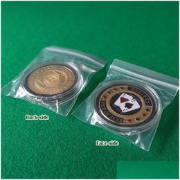 Gambing Group van negen pokerkaartbeschermer metal Protector Souvenir Craft Chips Dealer Coins Game Gift Hold039EM Accessoires4785776 Drop D DHH90