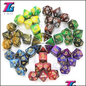 Gambing Leisure Sports Games buitenshuis 2-kleuren dobbelstenen set D4-D20 Dungeons en Dargon RPG MTG Board Game 7pcs/Set Drop Delivery 2021 Qyhxn