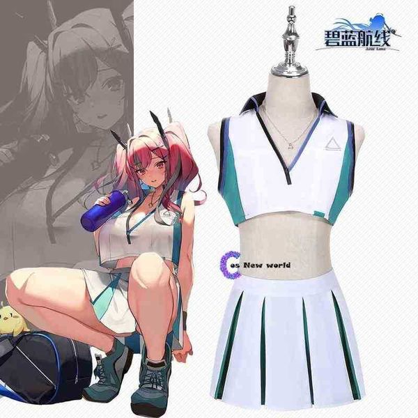 Juego Azur Lane Cosplay traje ropa formal fiesta femenina juego de rol vestido uniforme trajes animadora sexy traje verano v cuello j220720