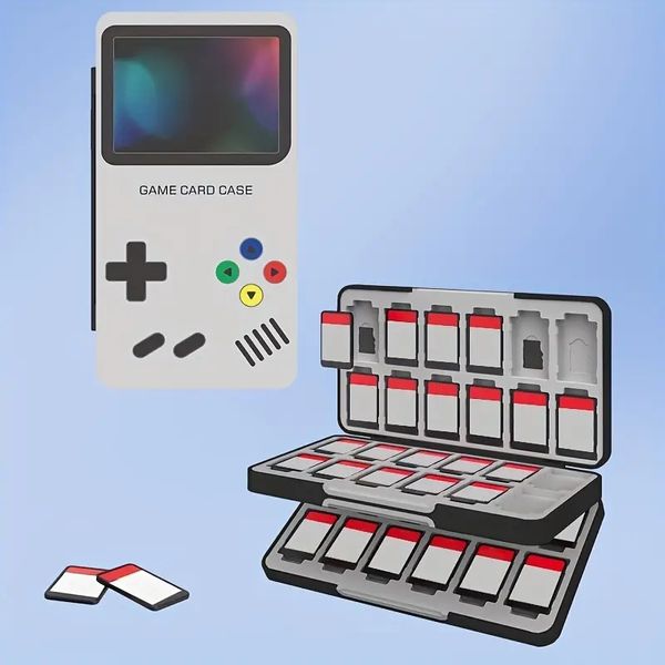 Étui pour cartes de jeu pour Nintendo Switch Switch OLED Switch Lite, stockage de carte mémoire de jeu portable avec 24 emplacements pour cartes de jeu et 24 emplacements pour cartes Micro SD