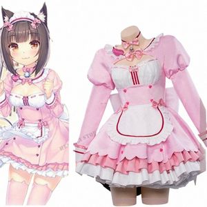 Jeu Chocola Nekopara Cosplay Costume Vêtements Perruque Vanille Costume Chat Fille Maid Costume Lolita Femmes Jupe Adorable Rose Bleu Couleur 87DR #