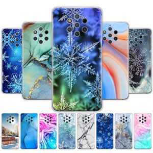 Voor Nokia 9 PureView Case Back Phone Cover Pure View Silicon Soft TPU Tassen Bumper Marmer Sneeuwvlok Winter Kerst