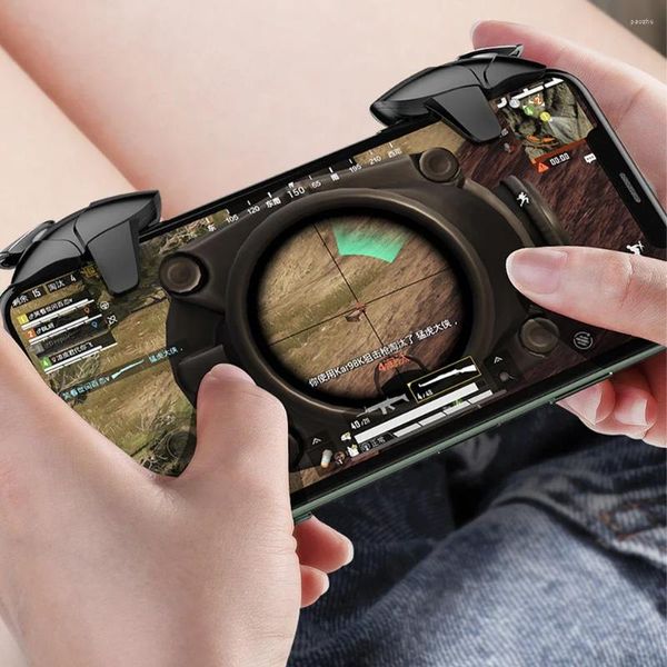 Controladores de juego 1 par Disparador móvil de 6 dedos para el controlador de teléfono PUBG Gamepad Joystick Apuntando Disparo Botón de tecla de aleación