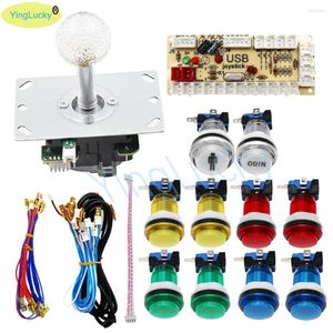 Controladores de juego 1 jugador Arcade Joystick Kit con Zero Delay codificador USB botón LED para Raspberry Pi Pc Ps2 Ps3