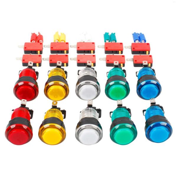 Contrôleurs de jeu 10x boutons d'arcade LED Interrupteur de bouton-poussoir en pleine couleur pour la machine ACADE MAME JAMMA PC GAMES MUTCADE