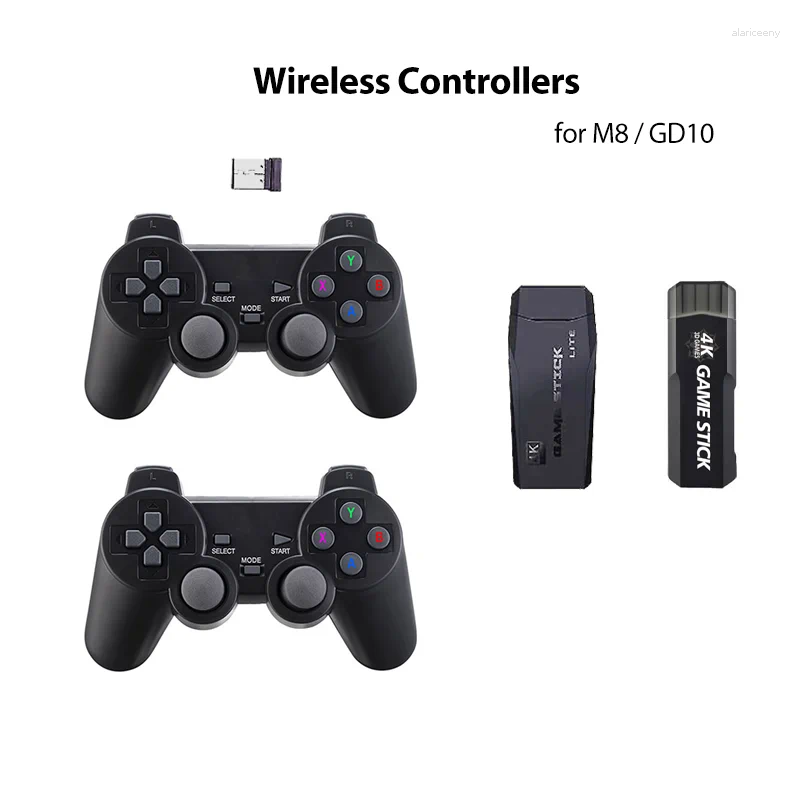 Controladores de jogo 2.4G sem fio para M8 / GD10 4K Stick Retro Video Console Receptor USB Gamepads Controle Joystick Peças