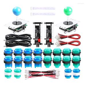 Game Controllers 2 Player Ellipse Arcade Kit Oval PC Joystick Handles LED Chrome -knoppen voor standaard controller Diy Games Mame