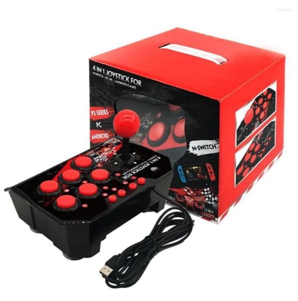 Contrôleurs de jeu 4 en 1 USB filaire Joystick rétro Arcade Station TURBO jeux Console Rocker contrôleur de combat pour PS3SwitchPCAn2764773