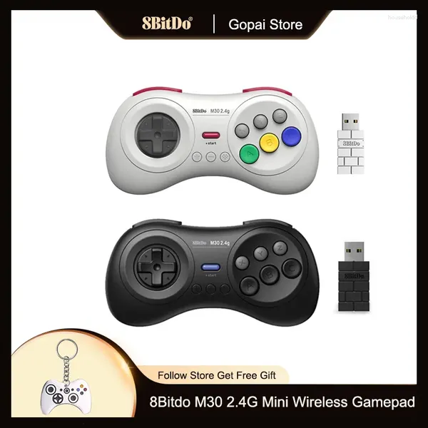 Controladores de juego 8Bitdo M30 2.4G Mini Gamepad inalámbrico para Sega Genesis y Mega Drive Controller Switch