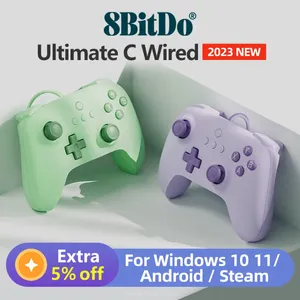 Contrôleurs de jeu 8bitdo Ultimate C Wired GamePad avec fonction Turbo Rumble Vibration Poignée améliorée Compatible pour PC Windows 10 11 Steam
