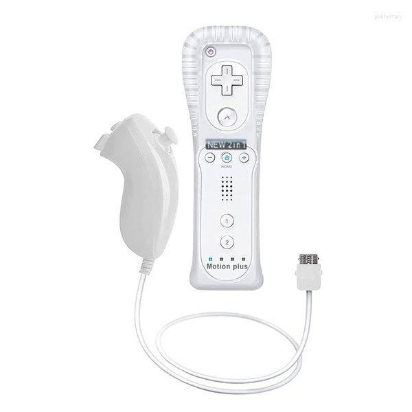Contrôleurs de jeu pour Wii 2 en 1 contrôleur de manette à distance sans fil intégré Motion Plus Control Joystick Nunchuck