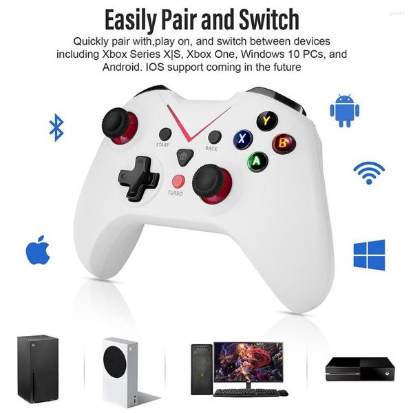 Controladores de juegos ISHAKO Wireless Bluetooth Gamepad Controller 2.4GHZ Dual Vibration para PC X-ONE X-Series X PS3 PC360 White Mando Control