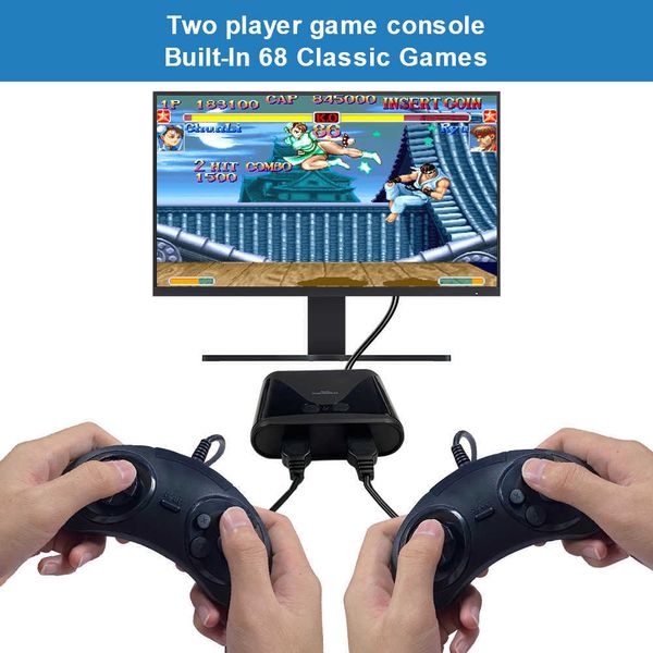 Contrôleurs de jeu Joysticks 16 bits Joystick jeu vidéo HD intégré 68 jeux rétro Console double contrôleur sans fil plateau de jeu console de jeu avec hôte HKD230831