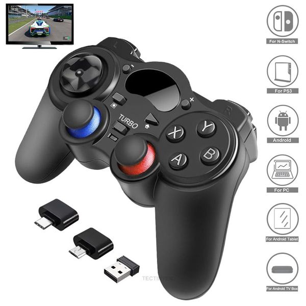 Controladores de juegos Joysticks 2.4 G Controlador inalámbrico Gamepad Teléfono celular Android Joystick Joypad para Switch PS3 / Smart Tablet PC Smart TV Bo