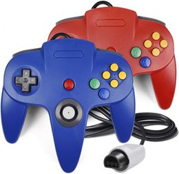 Controladores de Juegos Joysticks Paquete de 2 Controladores N64 Joystick Gamepad clásico con Cable N64 de 64 bits para Consola de Videojuegos Ultra 64 Rojo y Azul HKD230831