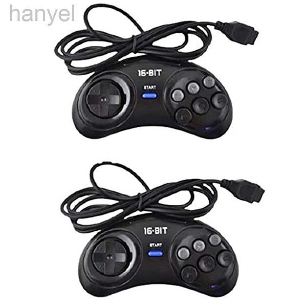 Contrôleurs de jeu Joysticks 2 PCS Contrôleur de jeu pour Sega pour le contrôleur de poignée 16 bits 6 bouton GamePad pour les accessoires de jeu Sega MD Black D240424