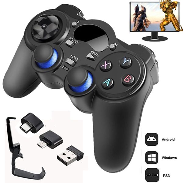 Contrôleurs de jeu Joysticks 24 G Controller Gamepad Android Joystick sans fil Joypad avec convertisseur OTG pour PS3Smart Phone Tablet PC Smart TV Box 230518